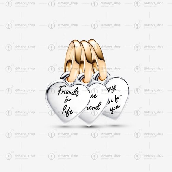 Pandora Two-tone Splittable Friendship Triple Dangle Charm|Two-tone - Picture 1 of 2